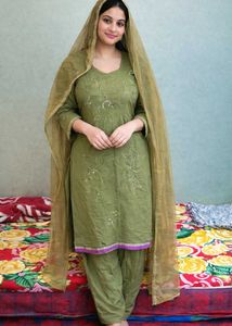 Beautiful Teal Embroidered Kurta Set
