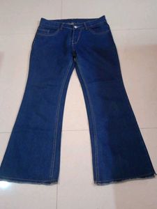 Flared Blue Denim Jeans