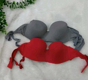 Padded Bra - Red & Grey