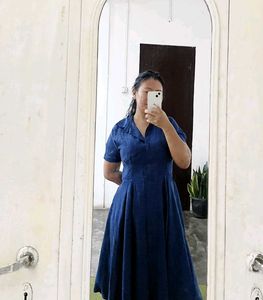 Chic Blue Denim Midi Dress