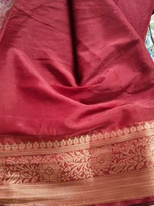 Maroon chiffon silk Saree with Gold Border