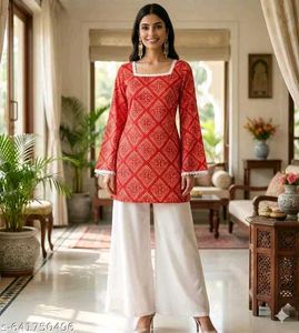 Stylish Red Printed Kurta for Women