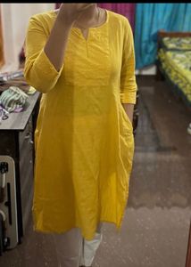 Mustard Straight Fit Kurta