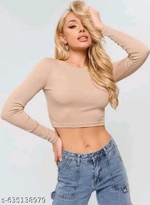 Ribbed Knit Long Sleeve Crop Top