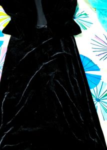 Elegant Black Velvet co-ord set. coat and medi