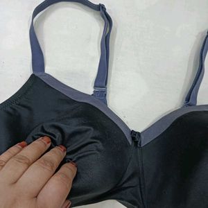 Comfortable🥰 Black Bra with Gray Trim