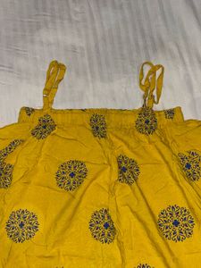 Yellow Cold Shoulder Kurta
