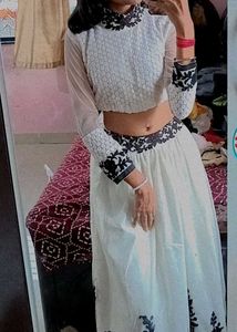White & Black Embroidered Lehenga Choli