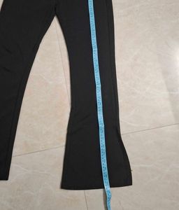 Black Flared Pants with Side Slits
