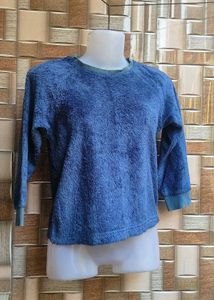 Cozy Blue Plush Pullover Sweater