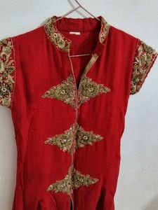Red Embroidered Kurta