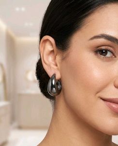 Chic Grey Hoop Earrings