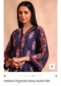 shopMulMul's Navy Blue Floral Kurta , no dupatta