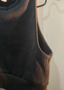 Ribbed Racerback Cropped Tank Top