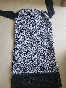 Stylish Printed Kurta with Lace Sleeves