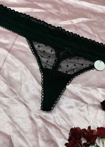 Lace Trim Polka Dot Thong