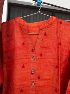 Vibrant Orange Kurta Set with Dupatta