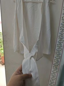 Chic White Sleeveless Wrap Top