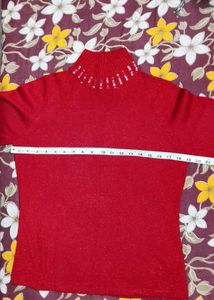 Sparkly Red Turtleneck Top
