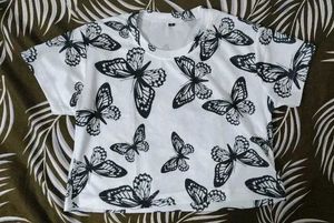Butterfly Print Cropped Top