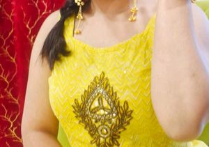 Yellow Embroidered Crop Top Palazzo Set