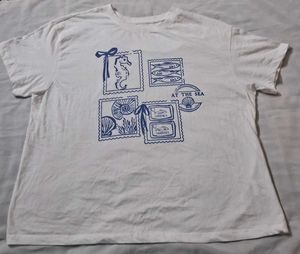 Casual Oversized T-Shirt with "At the Sea" Print