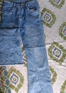 Light Wash Distressed Flare Jeans