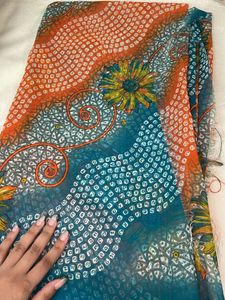 Vibrant Teal Floral Saree