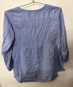 Blue Button-Up Peplum Tunic