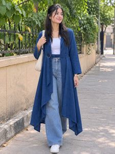 Stylish Blue Long Jacket