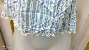 Blue Striped Off-Shoulder Top