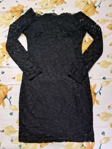 Elegant Black Lace Off-Shoulder Dress