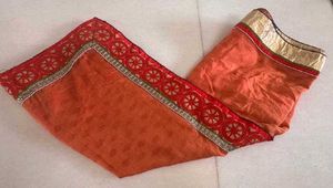 Festive Rust Orange Saree | Traditional Border