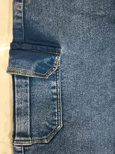 Women's Blue Denim Cargo Jeans(Not pure)