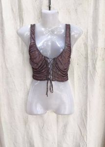 I. Ruched Lace-Up Crop Top