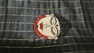 Designer Black Saree with Face Embellishments