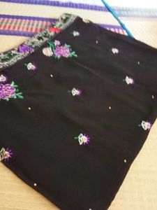 Elegant Black Embroidered Saree