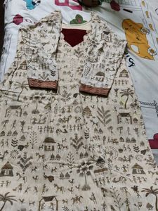 Gadwal cotton suit with tribal print