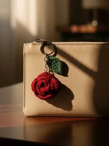 Crochet Rose Keychain - Handmade Charm