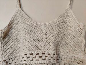 Beige Handmade Crochet Crop Top