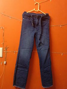 Dark Blue Wide Straight Leg Jeans