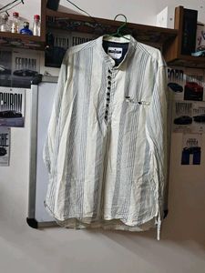 Striped Band Collar short kurta
