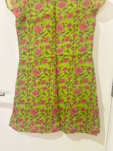 Green Floral Print Kurta