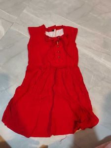 Vibrant Red Button-Up Dress