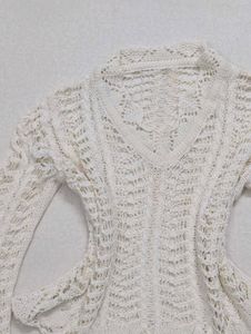 Y2K White Open-Knit Long Sleeve Top ✨