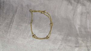 Gold Anklet with Beads