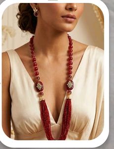 Exquisite Red Beaded Necklace & Earring Set