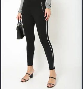 Chic Black Trousers with Side Stripe