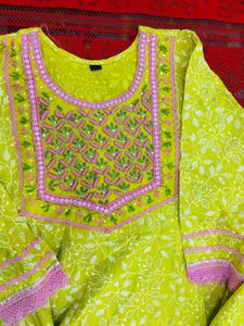 Yellow Floral Kurta Set with Dupatta