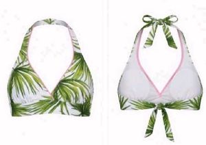 Tropical Leaf Print Halter Bikini Top